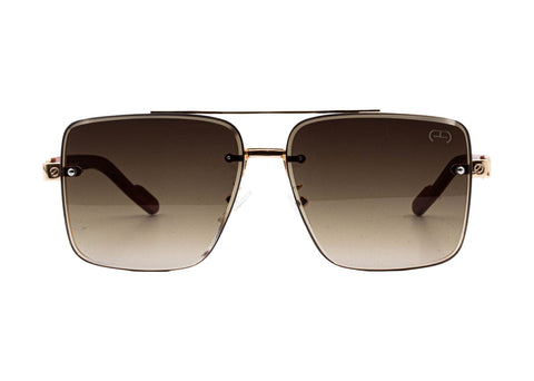 Mens Gold And Brown Mask Oversized Aviator Sunglasses With UV400