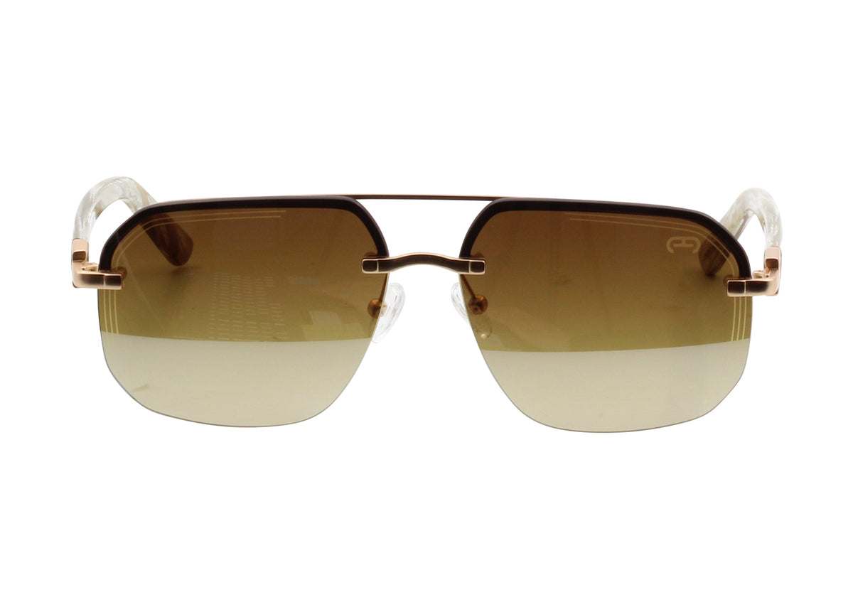 Elegant Gold and Brown Sunglasses Trendy Jendy Trendy Jendy Sunglasses- Semi rimless Rectangular Unisex  main image 4